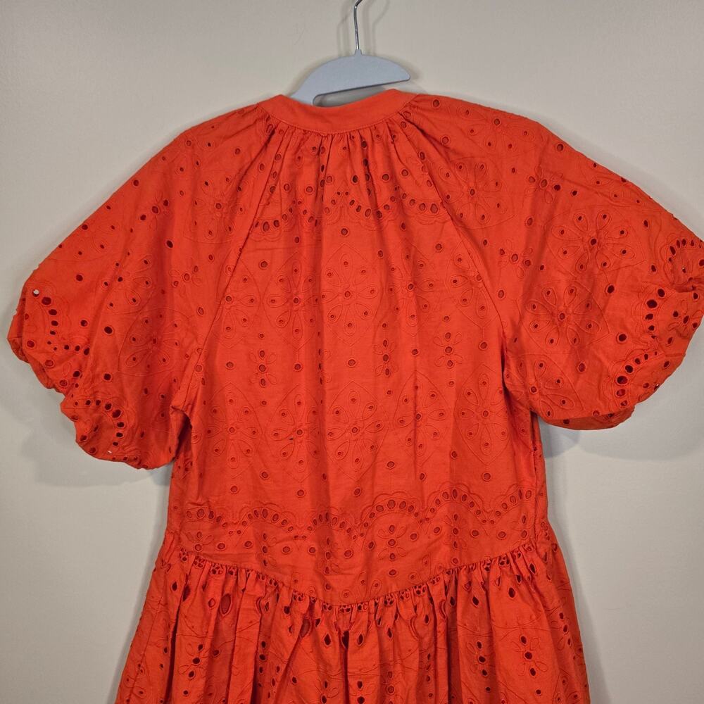 NEW NWT Women's Antonio Melani Red Orange Eyelet Button Front Dress | Size 2 - Picture 7 of 12